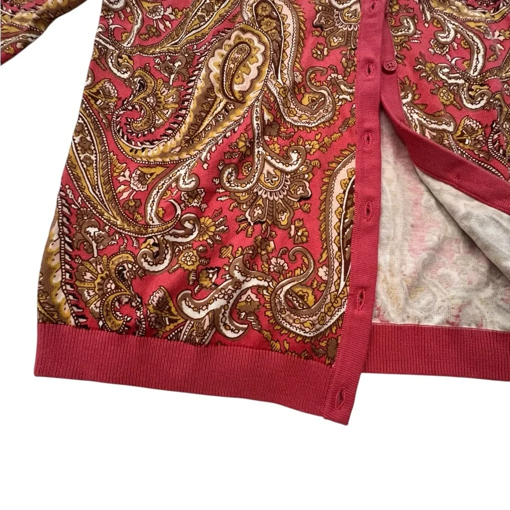 New Talbots Charming English Paisley Cardigan Sweater Sz‎ Medium $80 Lightweight